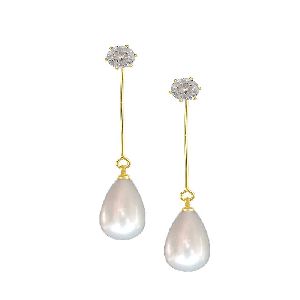 Ankur lustrous gold plated dangle shaped long earring for women