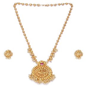 Ankur marquise laxmi temple gold plated necklace set for women