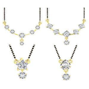 Ankur memorable gold plated solitaire combo mangalsutra for women