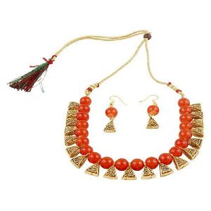 Ankur modish gold plated beads necklace set for women