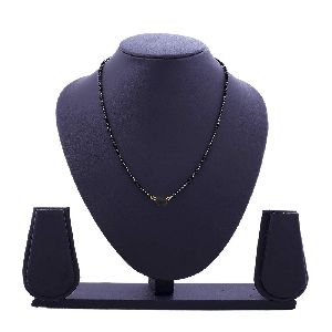 Ankur modish gold plated black beads single mangalsutra for women