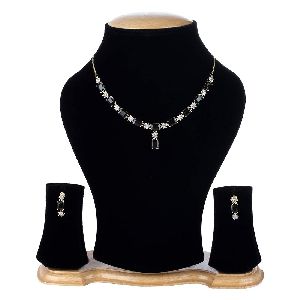 Ankur outrageous gold plated black american diamond combo necklace set for women