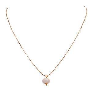 Ankur royal gold plated white beads pendant chain for women
