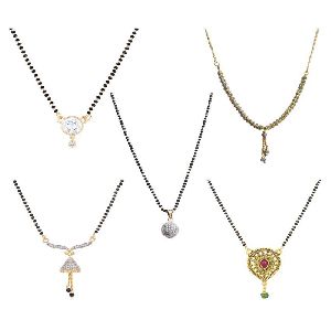 Ankur slender gold and rhodium plated combo mangalsutra for women