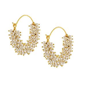 Ankur sparkling gold plated pearl jhumka earring for women