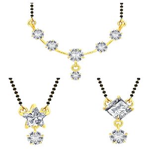 Ankur sparkling gold plated solitaire unique combo mangalsutra for women