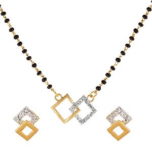 Ankur square design american diamond mangalsutra for women