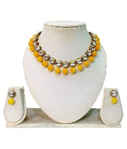 Ankur stylish gold plated beads necklace set for women