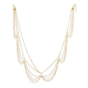 women gold plated five layer chain head accessory