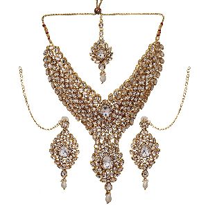 Ankur traditional gold plated kundan choker wedding necklace set for women