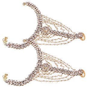 Ankur traditional gold plated white kundan pearl anklet for women