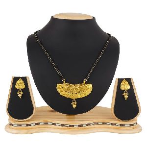 Ankur traditional laxmi temple gold plated mangalsutra set for women