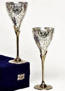 Copper & Brass Champagne Glass Gift Set