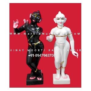 White and Black  Radha Krishna Marble Statue
