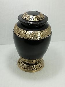 Brass cremation urn with engraved and black colour