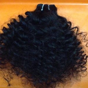 Machine wefted Natural  Remy  curly hair