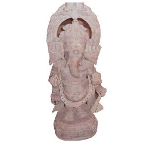 2 Feet Pink Stone Ganesha Statue