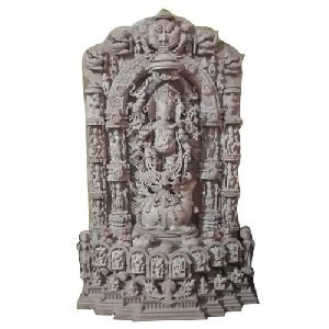 4 Feet Pink Stone Ganesha Khanja Statue