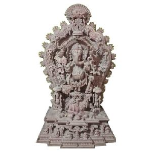 5 Feet Pink Stone Ganesha Khanja Statue