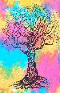 Tree Printed Cotton Wall Hanging Tapestry Poster