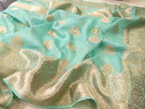 Banarasi Pure Linen Booti Weave Handloom Saree