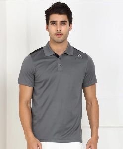 Mens Grey Polo T Shirt