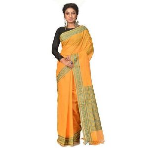 Yellow Printed Cotton Saree