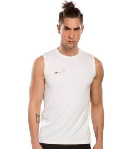 Mens White Sleeveless T-Shirt