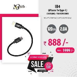 ibees iB-04 1.2 m USB Type C Cable (Compatible with Android, iPhone, Black)