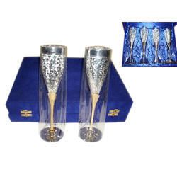 Silver Plated Brass Champagne Glass Set