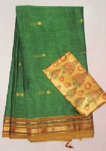 Mercerised Cotton Sarees with Double Blouse