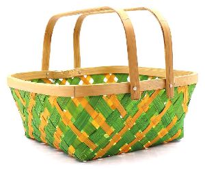 Square Double Handle Bamboo Basket