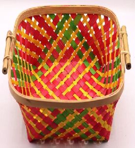 Square Side Handle Bamboo Basket