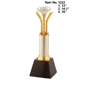 Golden Metal White Stone Trophy