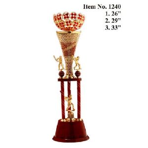 Red Cricket Metal Trophy