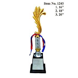 Wooden Base Silver Metal Trophy