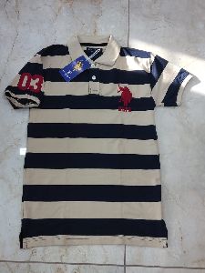 Mens Striped Knitted Polo T-Shirts