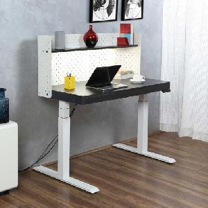 Fold Flexi Modern Height Adjustable Computer Desk &ndash; White &amp; Oakwood Finish