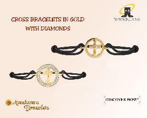 Gold Cross Bracelets with Diamond