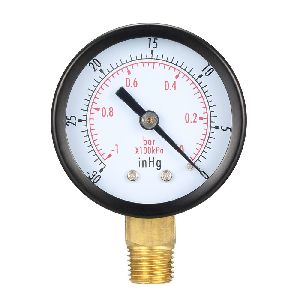 Pressure Gauge , -30-0inHg Vacuum/bar , 1.8&amp;quot; Dial Display , 1/4&amp;quot; BSPT Male
