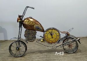 Metal Bike Design Clock, For Home Decoration, Color : Multicolor