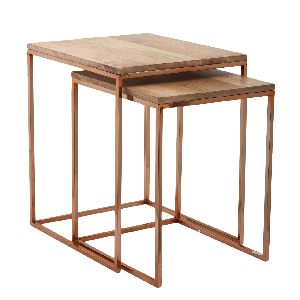 Wood and Metal Nesting Table