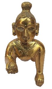 Laddu Gopal Brass Idol Little Krishna Statue  Thakurji Murti Balkrishna Pooja Idol (weight ;206 g)