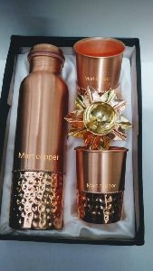 Copper Bottle with Glass Premium Gift Set