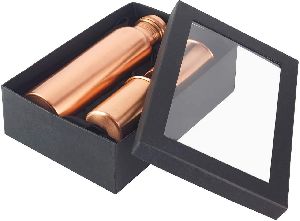 Copper Plain Lacquer Bottle and Glass Gift Set
