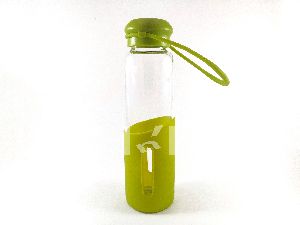 Silicone Glass Water Bottle(green/orange)