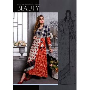 Printed Full Sleeve Anarkali Kurti