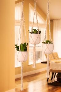 Beautiful Hanging Planters - Cotton Cord Macram&amp;eacute;