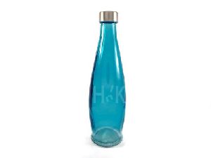 Round Fridge Glass Water Bottle With Steel Lid