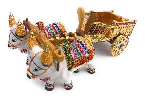 Wooden Decorative Indian Bullock Cart Showpiece